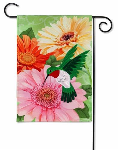 Hummingbird and Daisy Trio Double Sided Linen Garden Flag