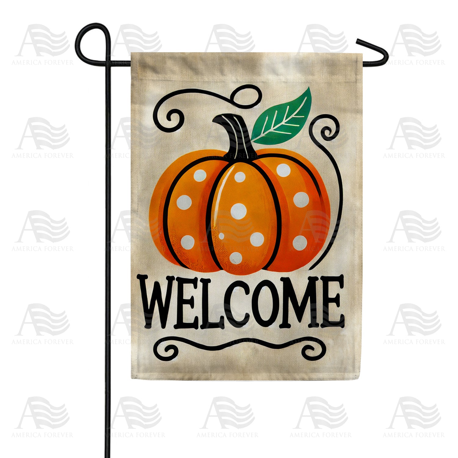 Welcome Polka Dot Pumpkin Double Sided Garden Flag