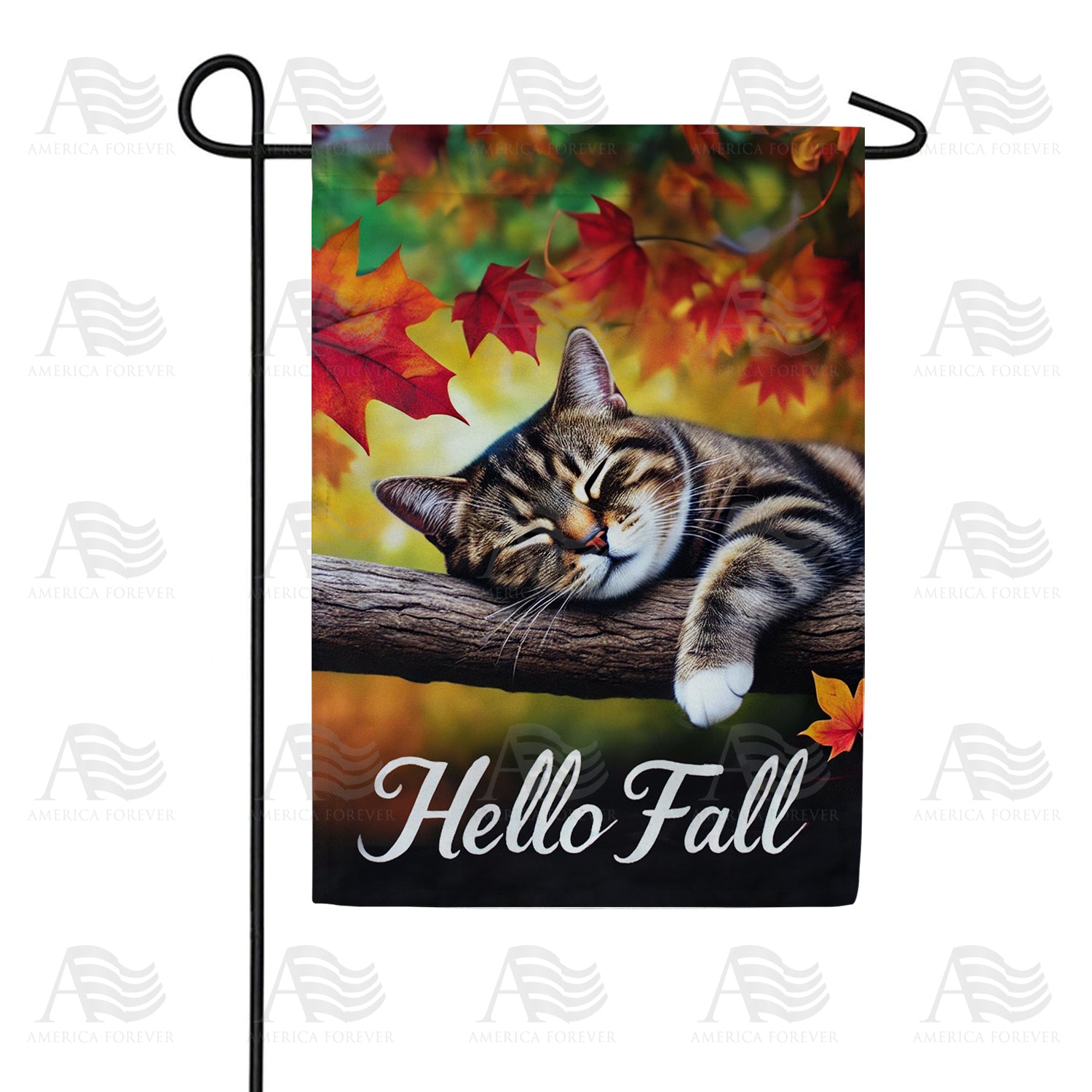 America Forever Hello Fall Kitty Double Sided Garden Flag