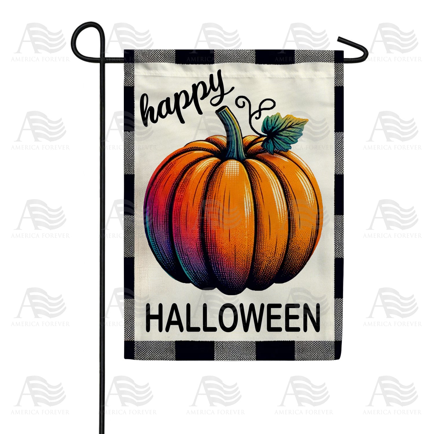 Buffalo Plaid Halloween Pumpkin Double Sided Garden Flag