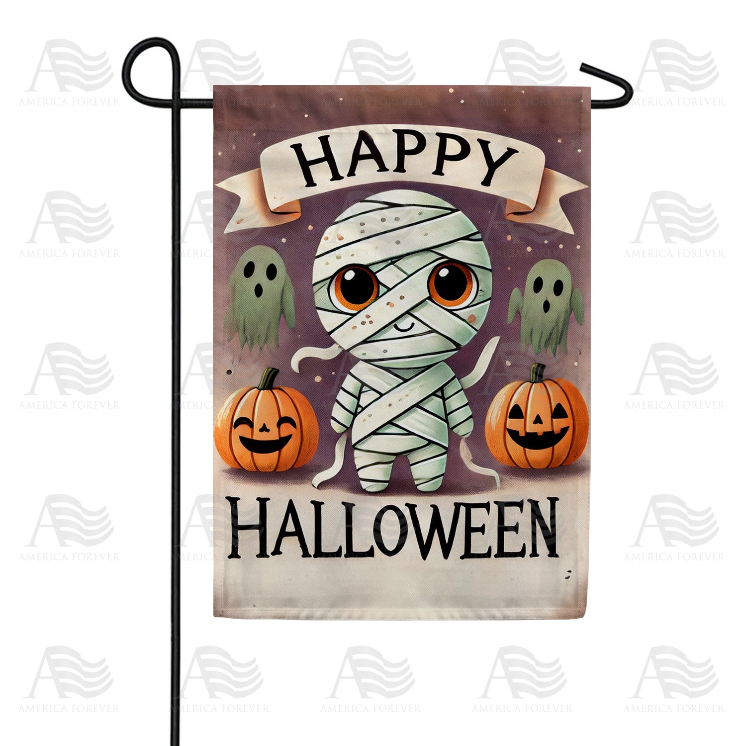 Happy Halloween Mummy Double Sided Garden Flag