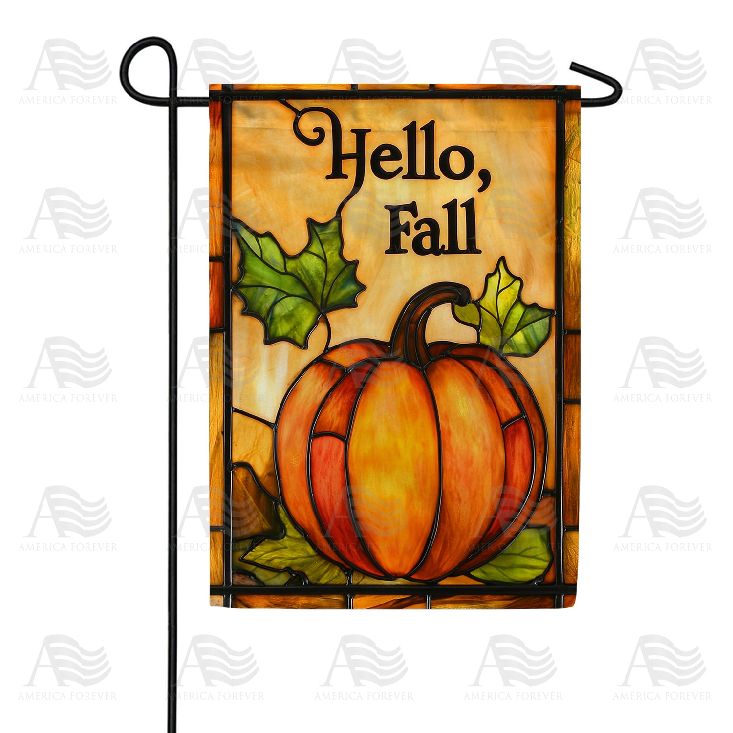 Hello Fall Pumpkin Double Sided Garden Flag