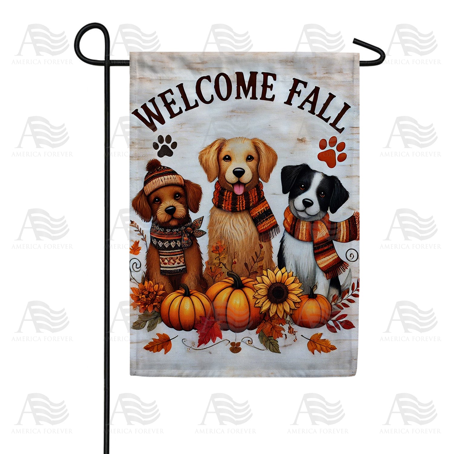 Welcome Fall Dogs Double Sided Garden Flag