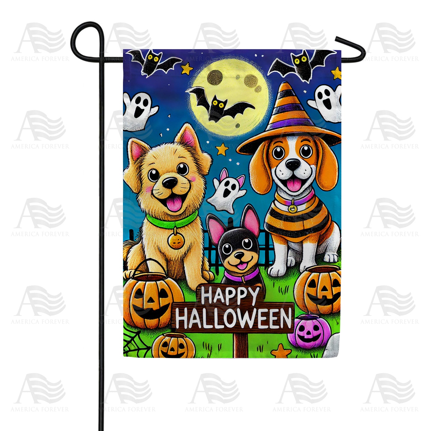 Happy Halloween Dogs Double Sided Garden Flag