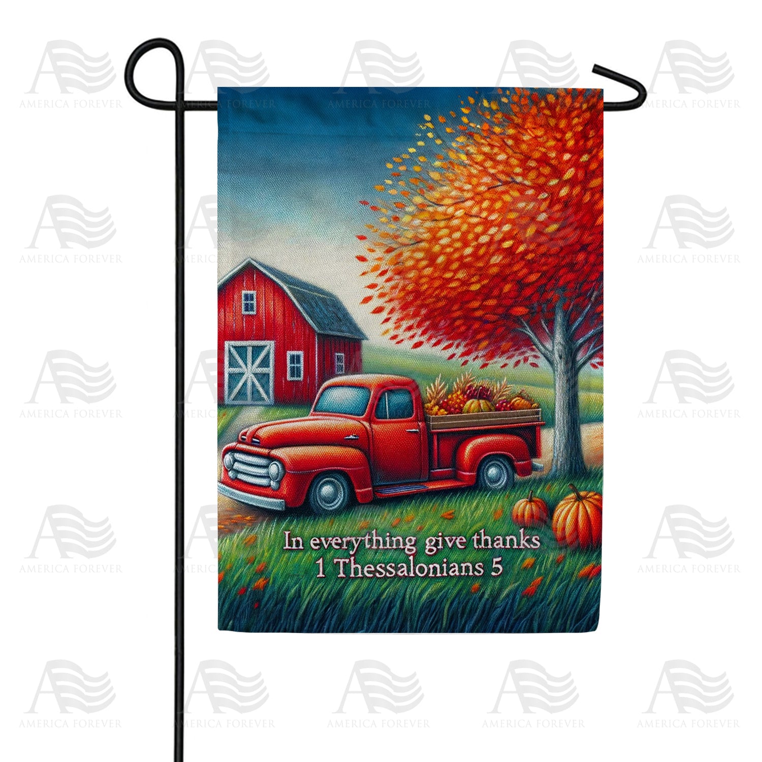 Thanksgiving Farm Scene Double Sided Garden Flag