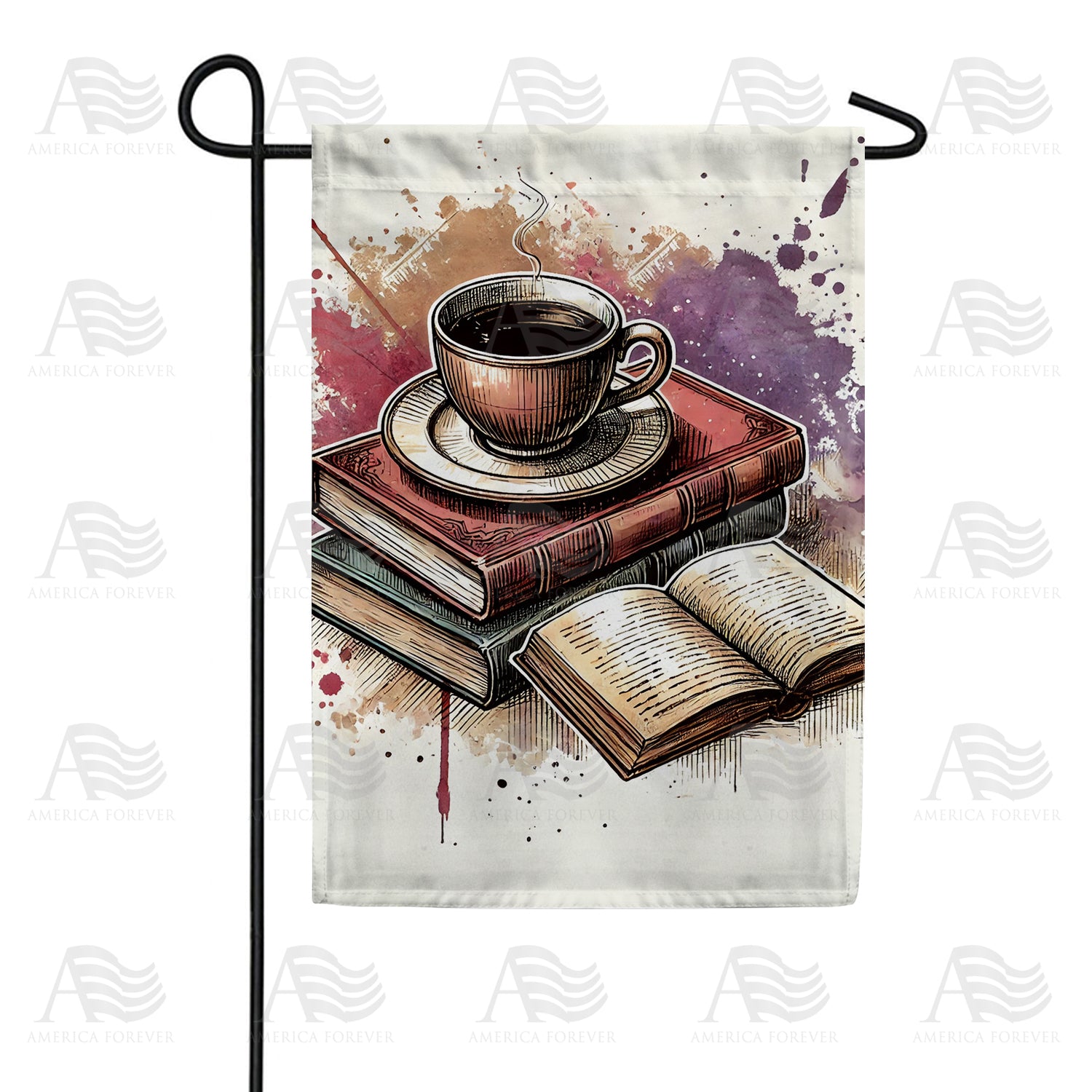 Coffee and Books Double Sided Garden Flag