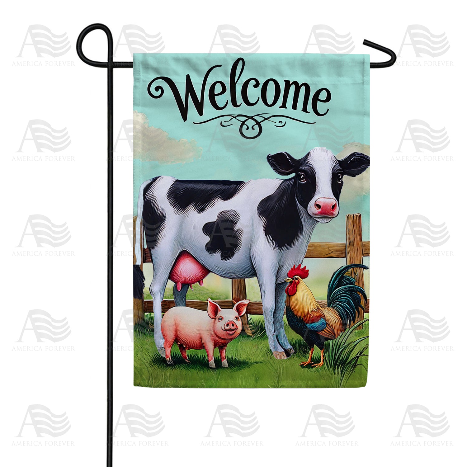 Farm Animal Welcome Double Sided Garden Flag