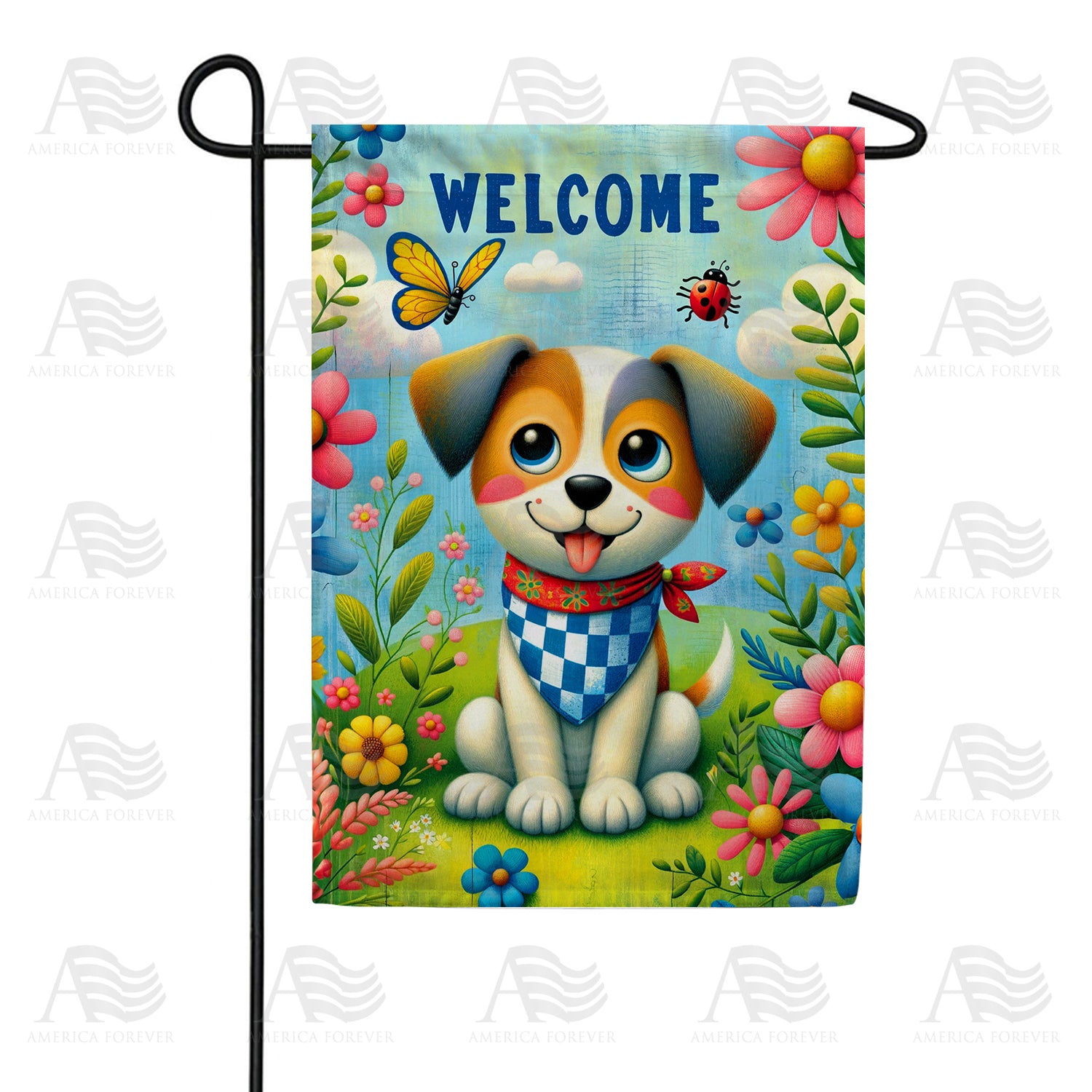 Welcome Puppy Double Sided Garden Flag