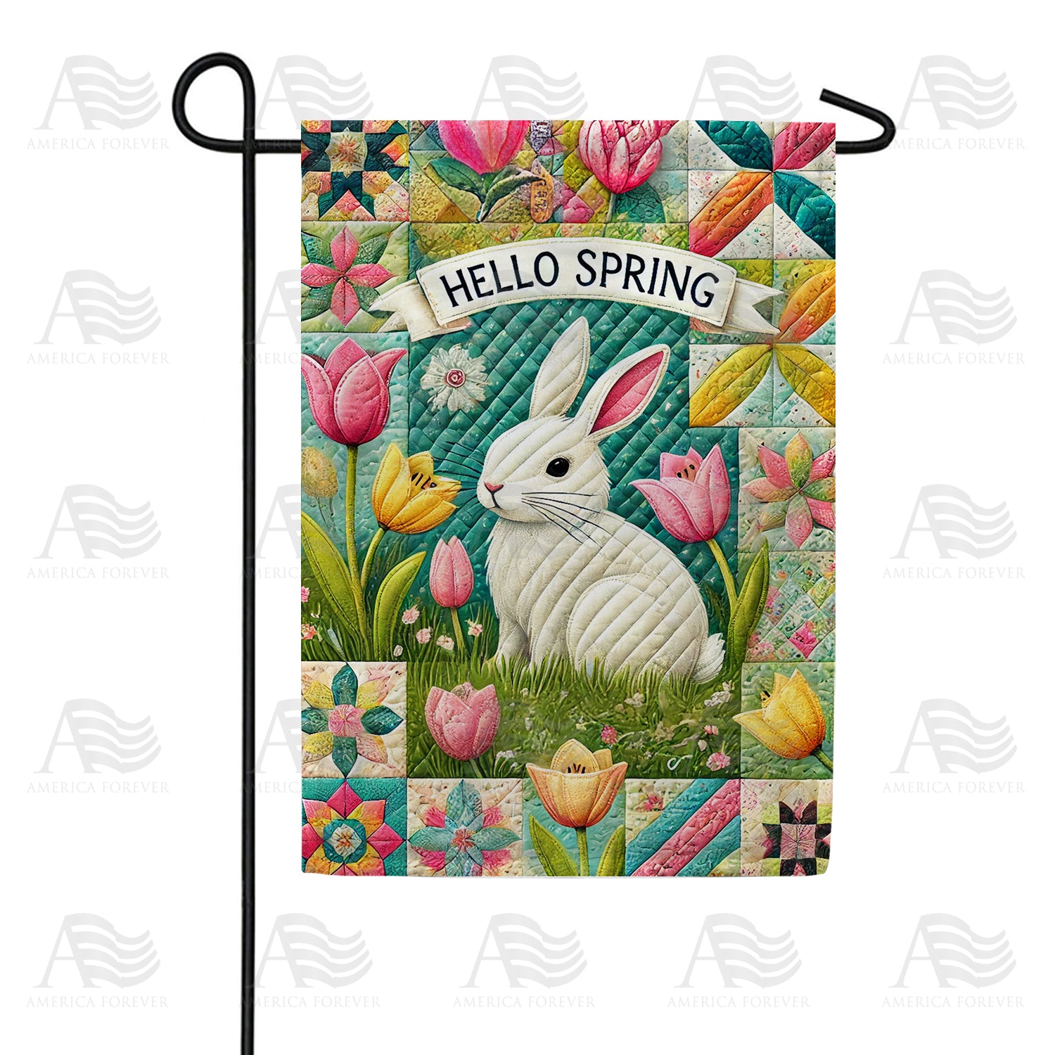 Hello Spring Bunny Double Sided Garden Flag