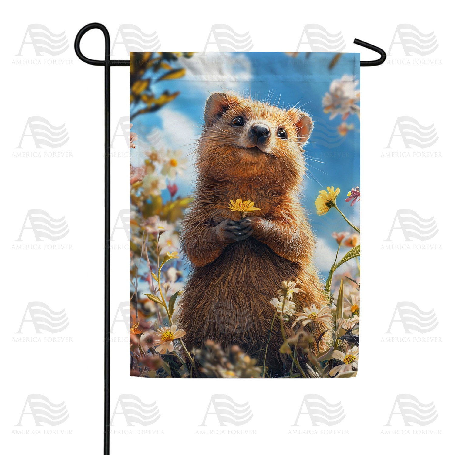 Groundhog Flower Double Sided Garden Flag