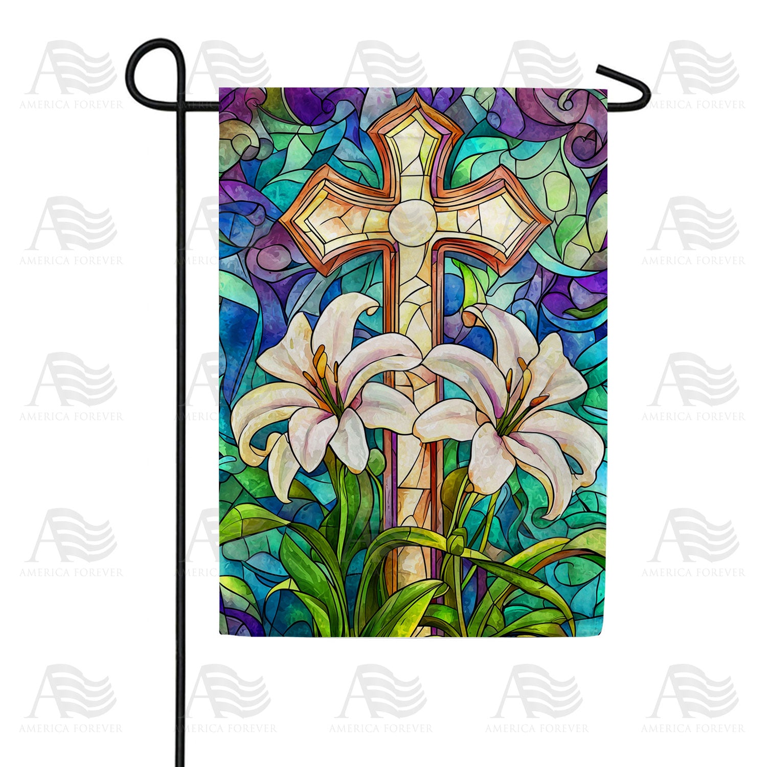 Easter Lily Cross Double Sided Garden Flag