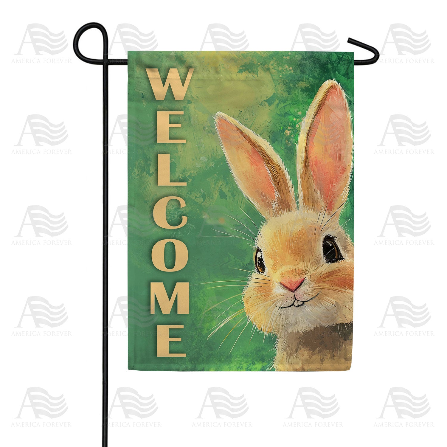 Welcome Bunny Portrait Double Sided Garden Flag