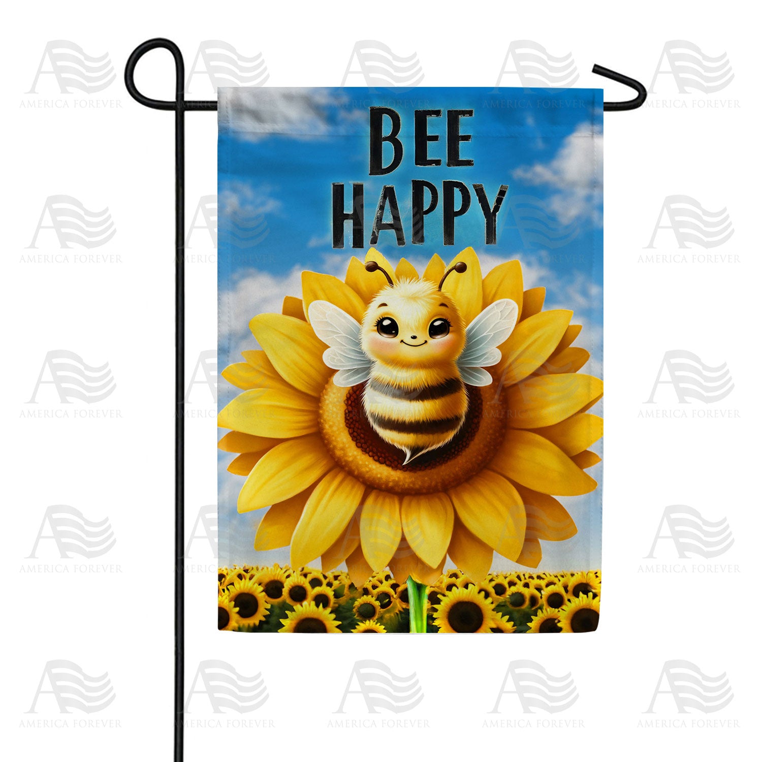 Bee Happy Sunflower Double Sided Garden Flag