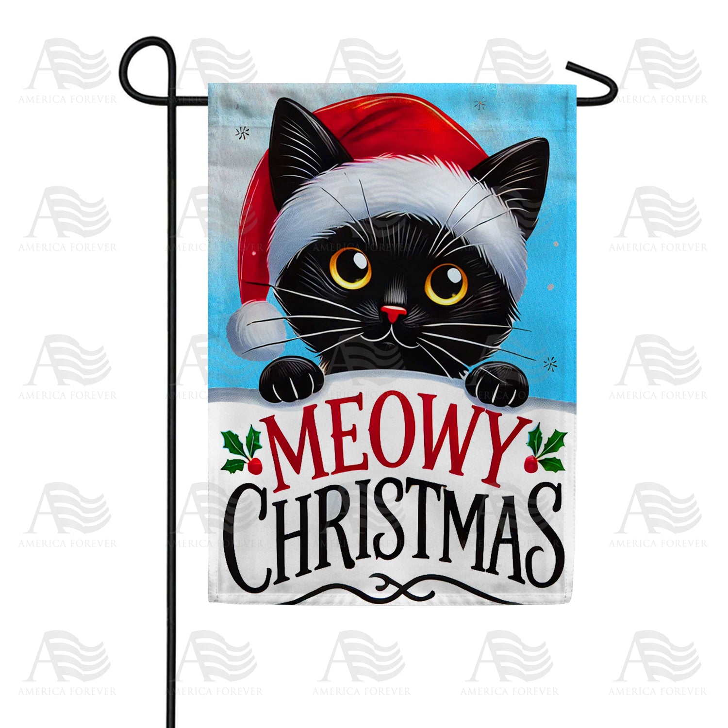 Cat Meowy Christmas Double Sided Garden Flag