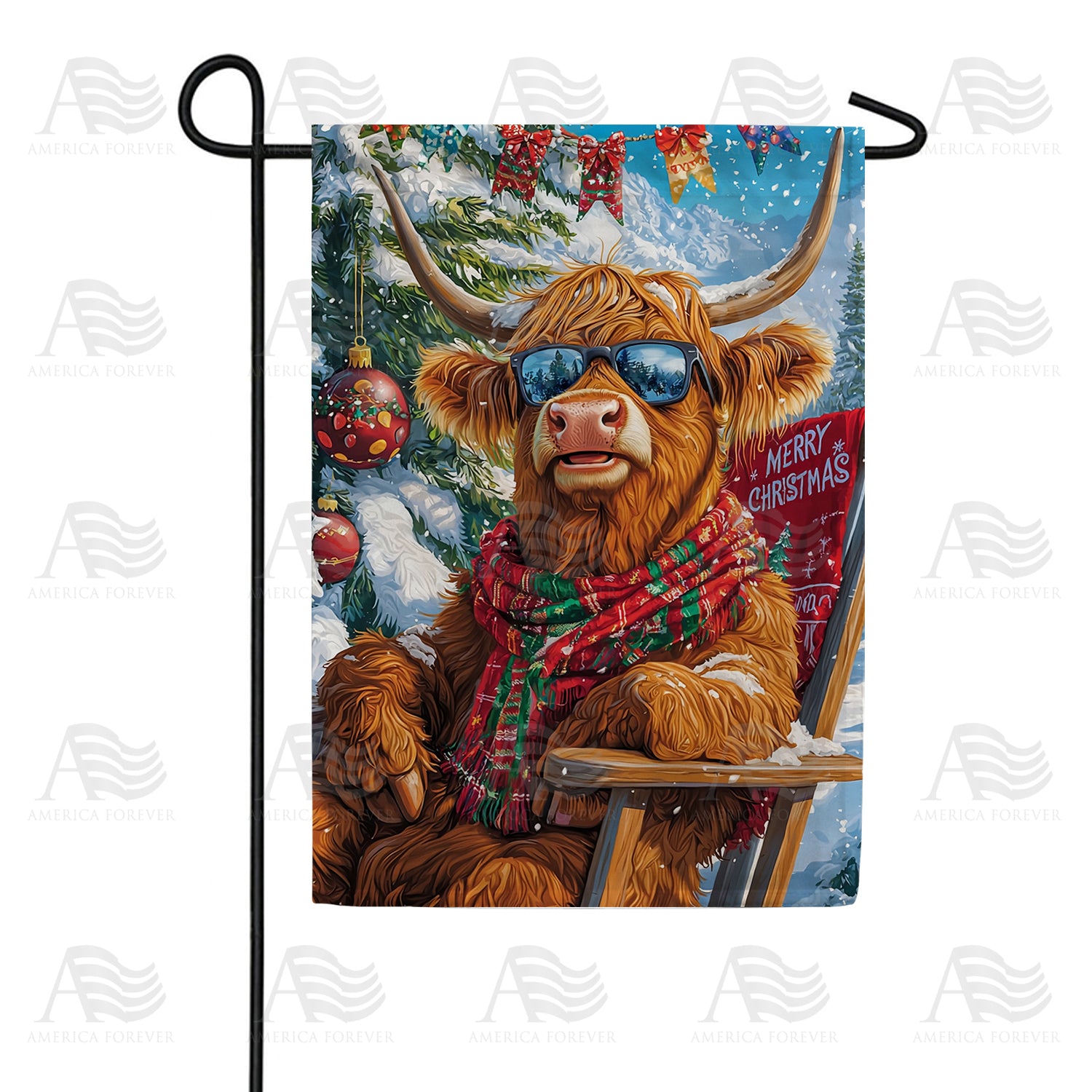 Highland Cow Christmas Double Sided Garden Flag