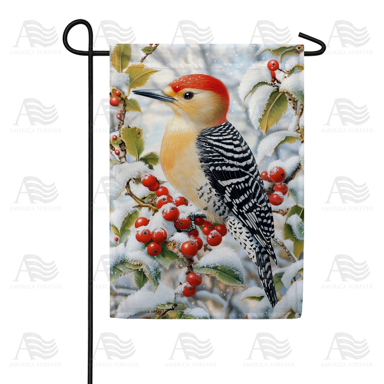 Winter Woodpecker Double Sided Garden Flag