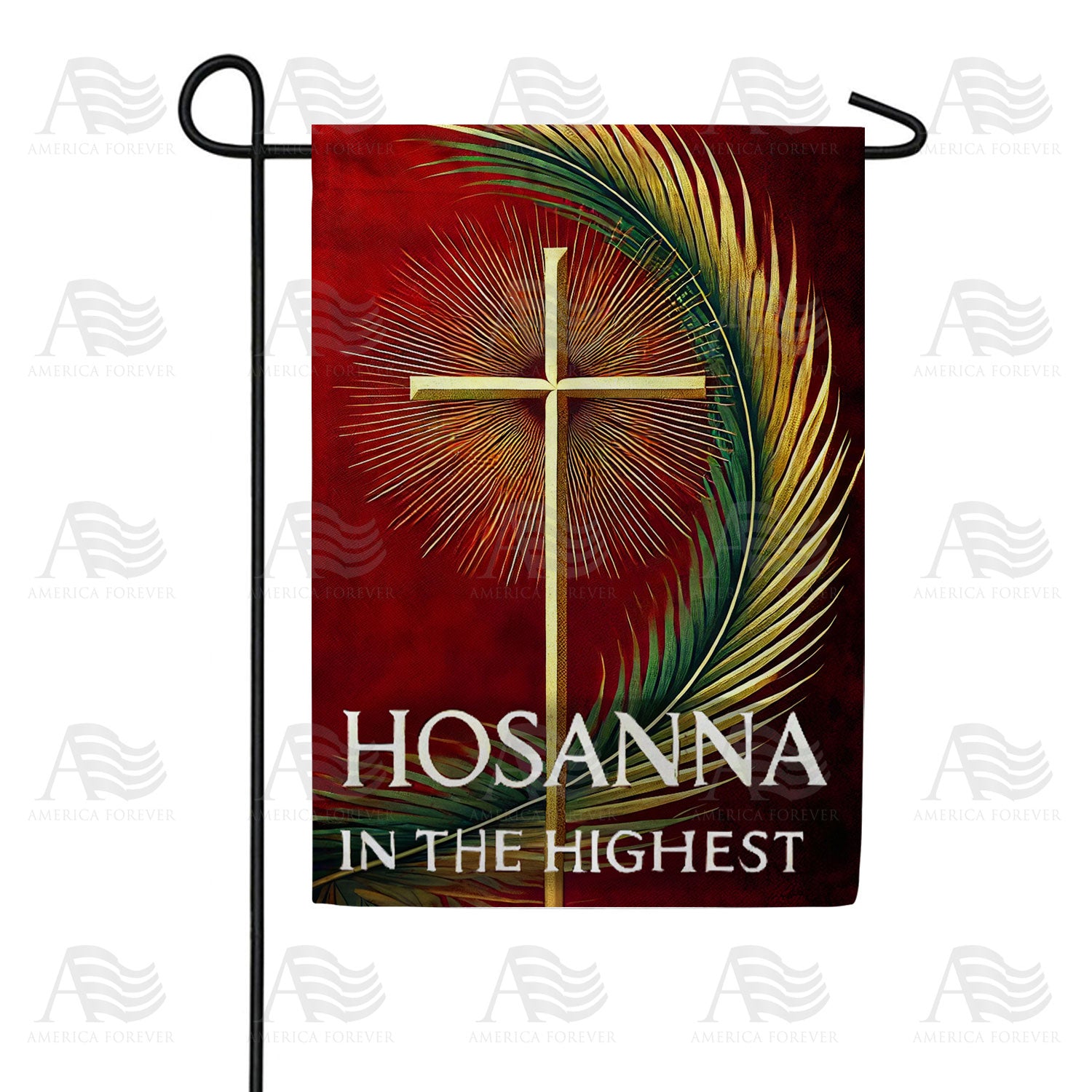 Hosanna Cross Palm Sunday Double Sided Garden Flag