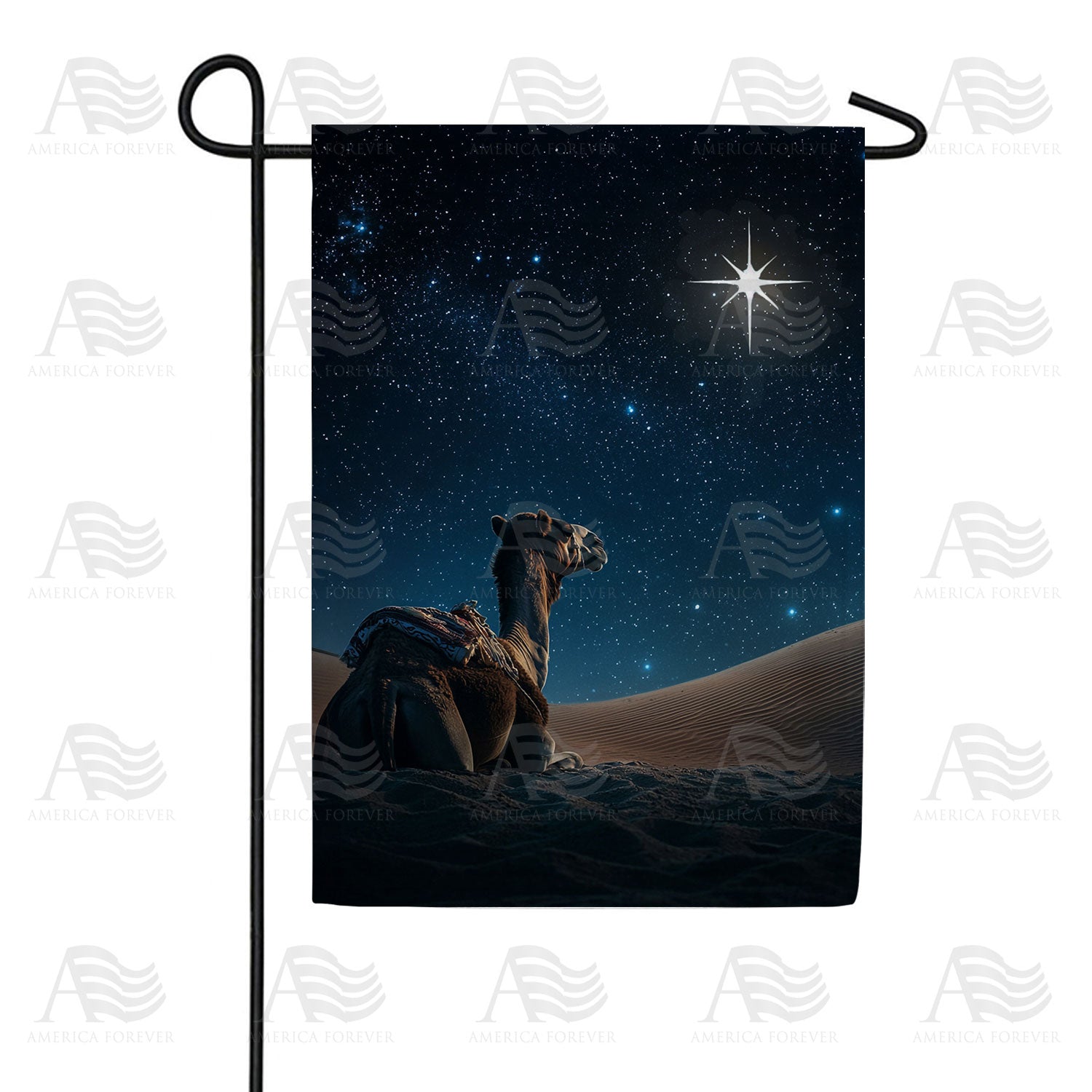 Camel Under Star Christmas Double Sided Garden Flag