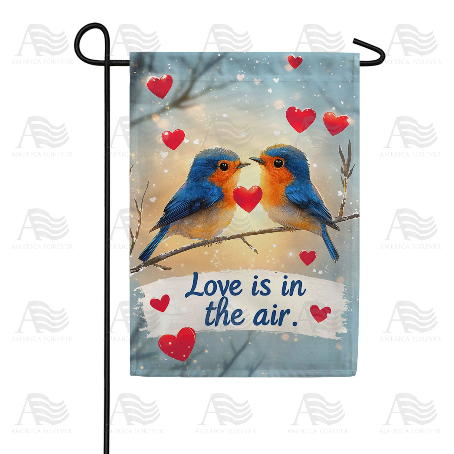 Bluebirds in Love Valentine Double Sided Garden Flag