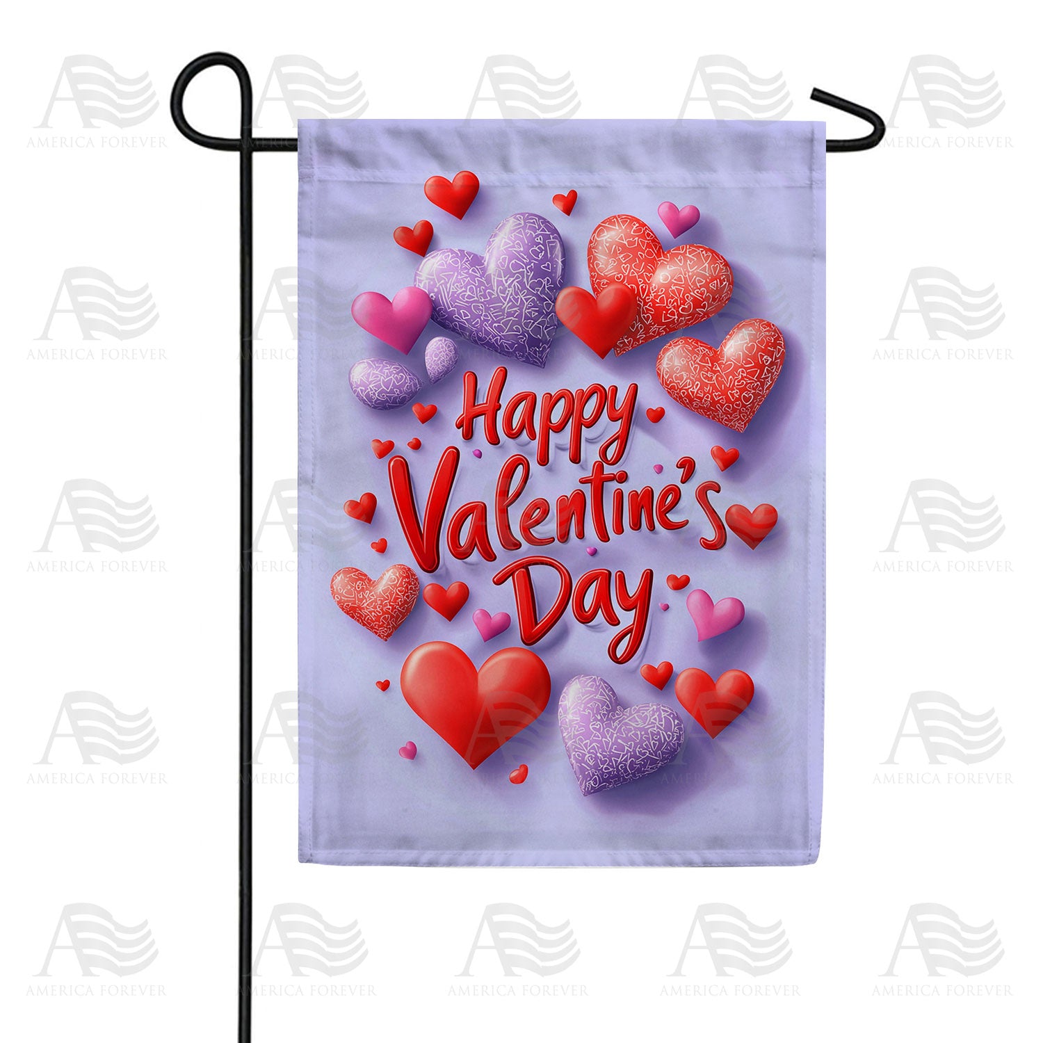 Colorful Hearts Valentine's Day Double Sided Garden Flag