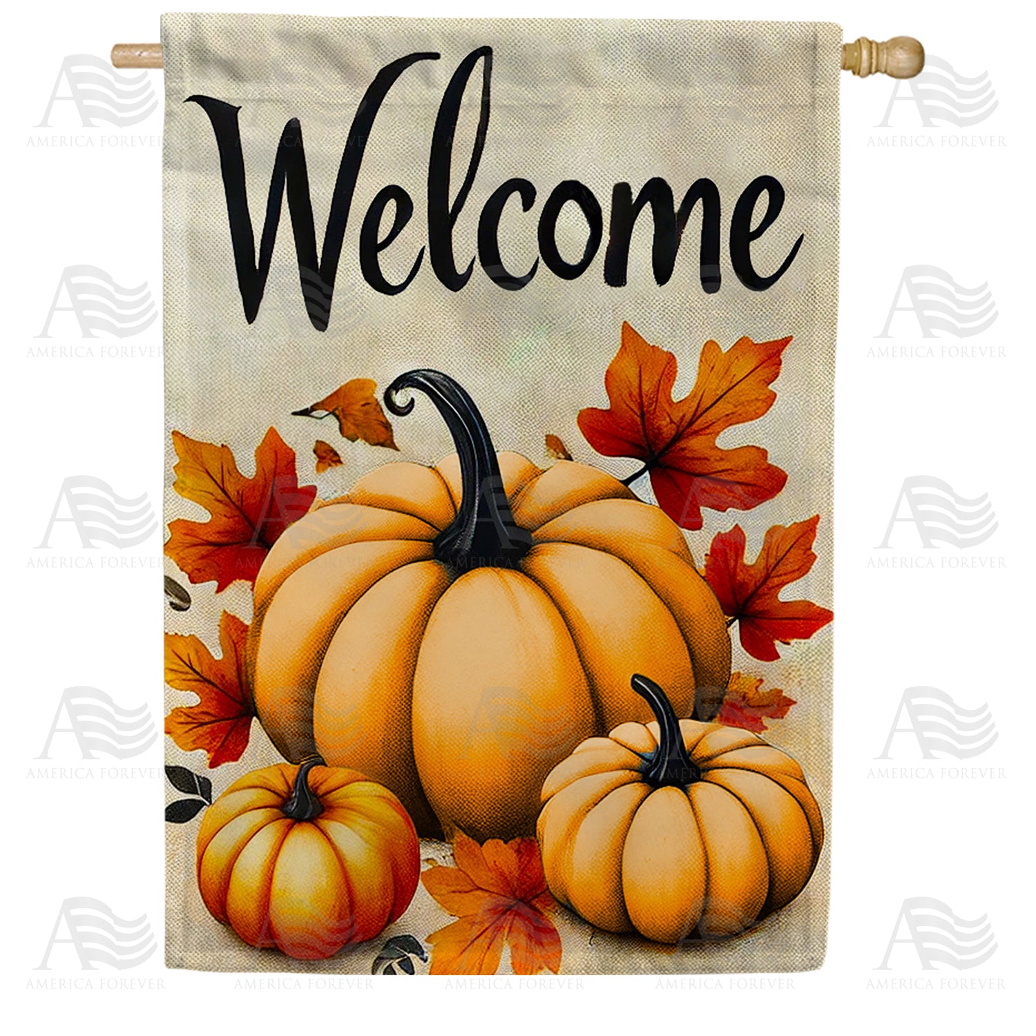 America Forever Welcome Pumpkin Double Sided House Flag