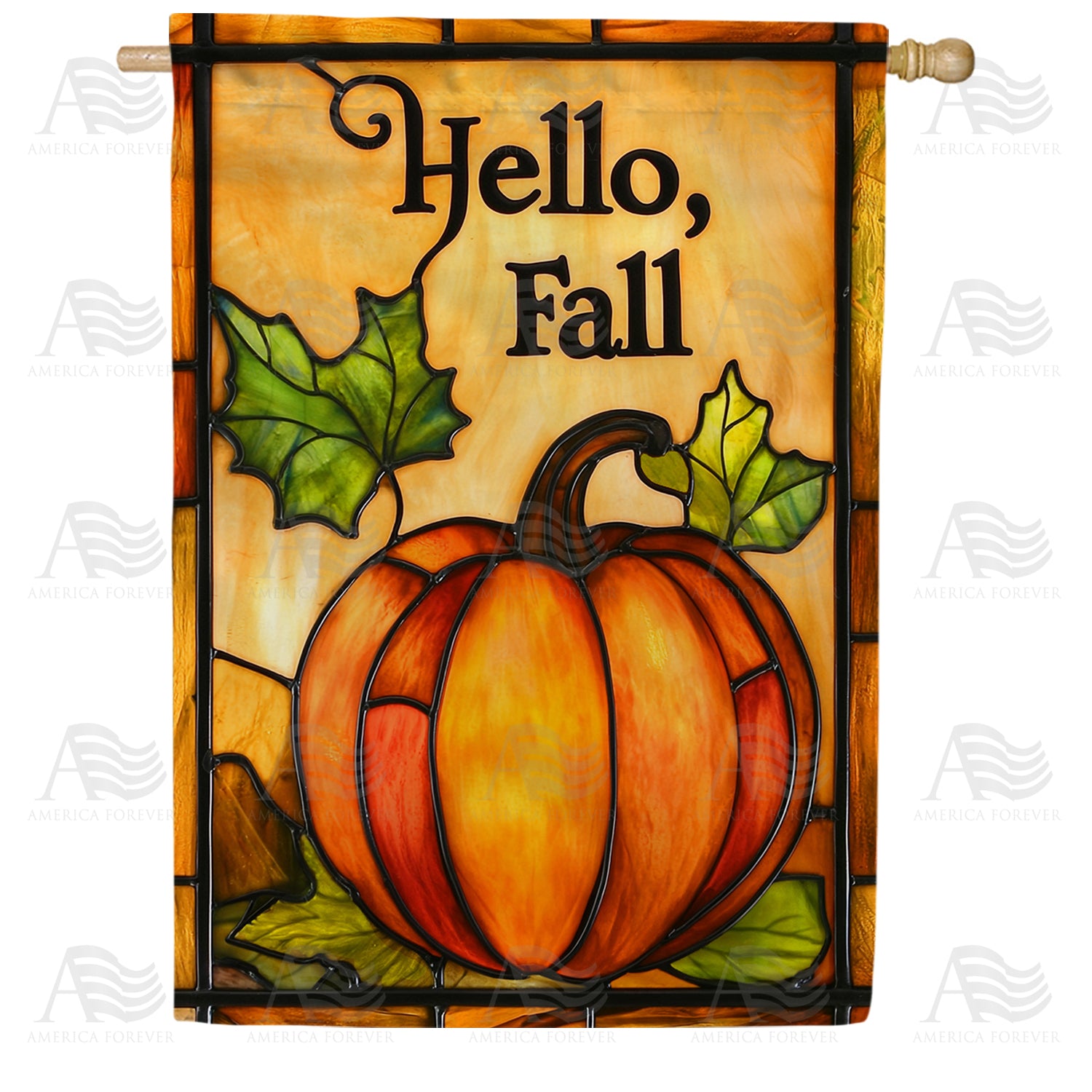 Hello Fall Pumpkin Double Sided House Flag