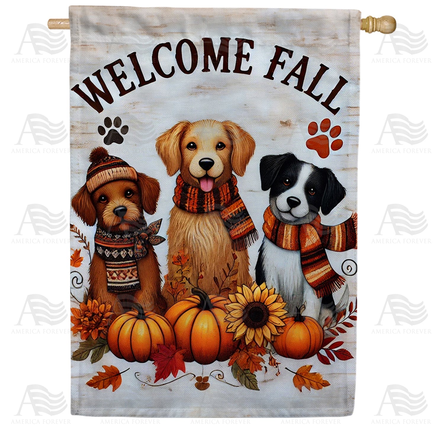 Welcome Fall Dogs Double Sided House Flag