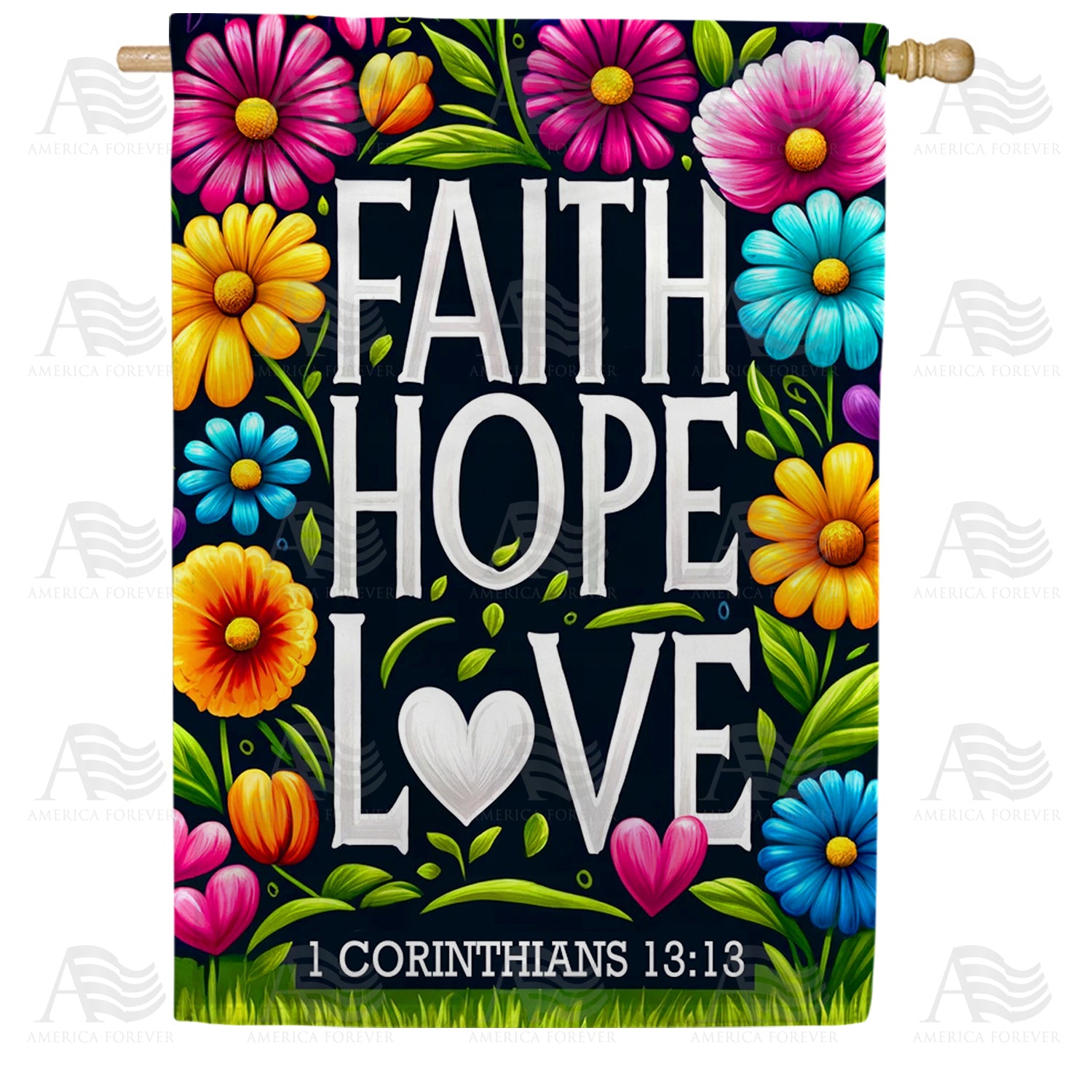 Faith Hope Love Double Sided House Flag