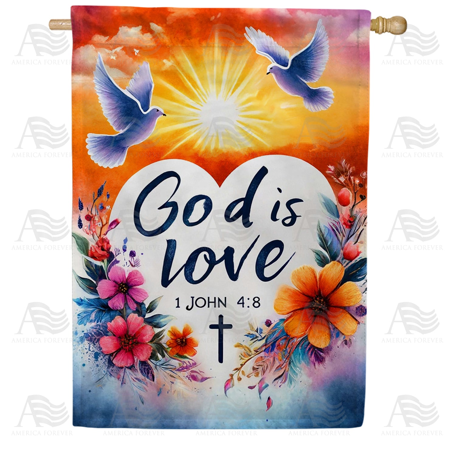 God Is Love Doves Double Sided House Flag