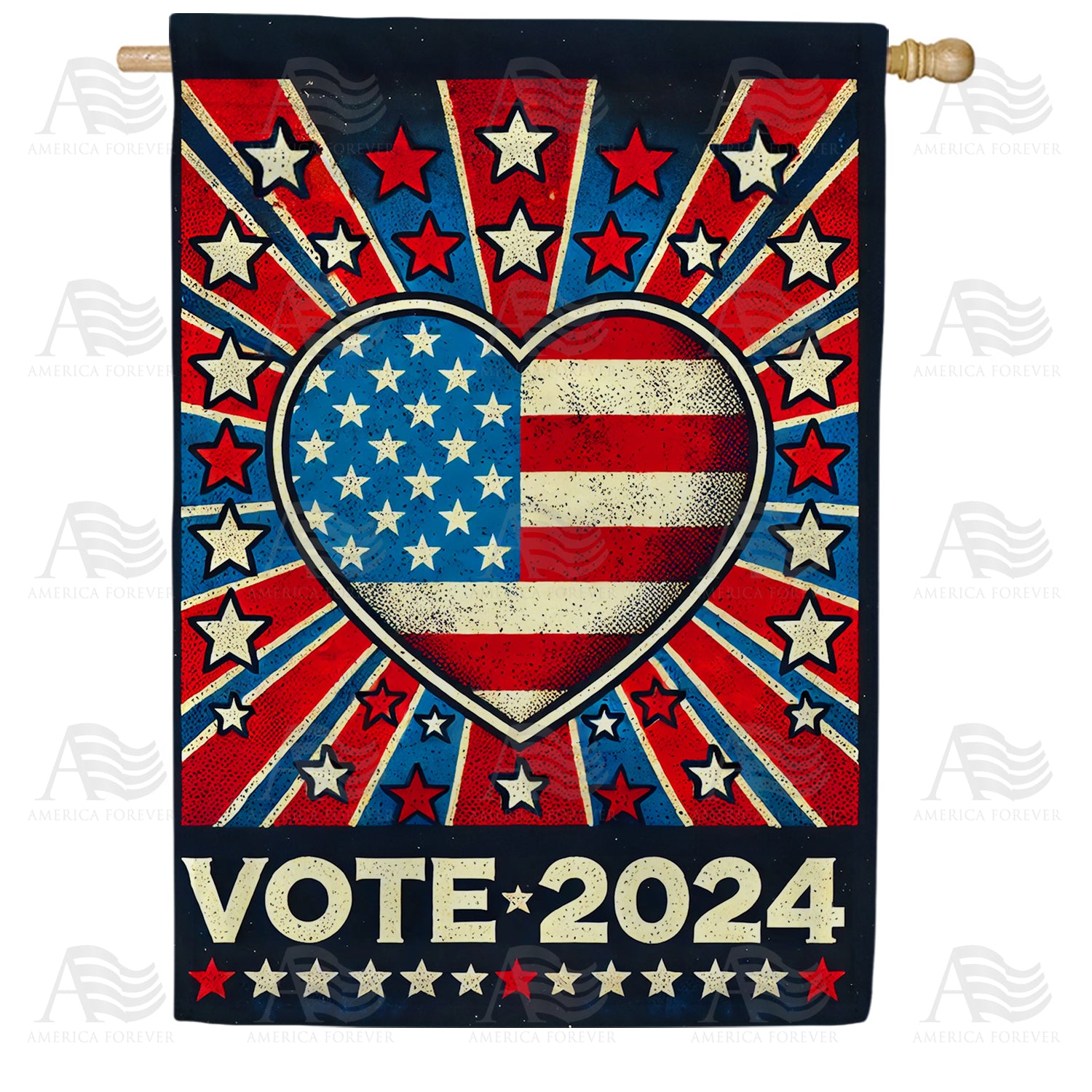 Patriotic Heart Vote 2024 Double Sided House Flag