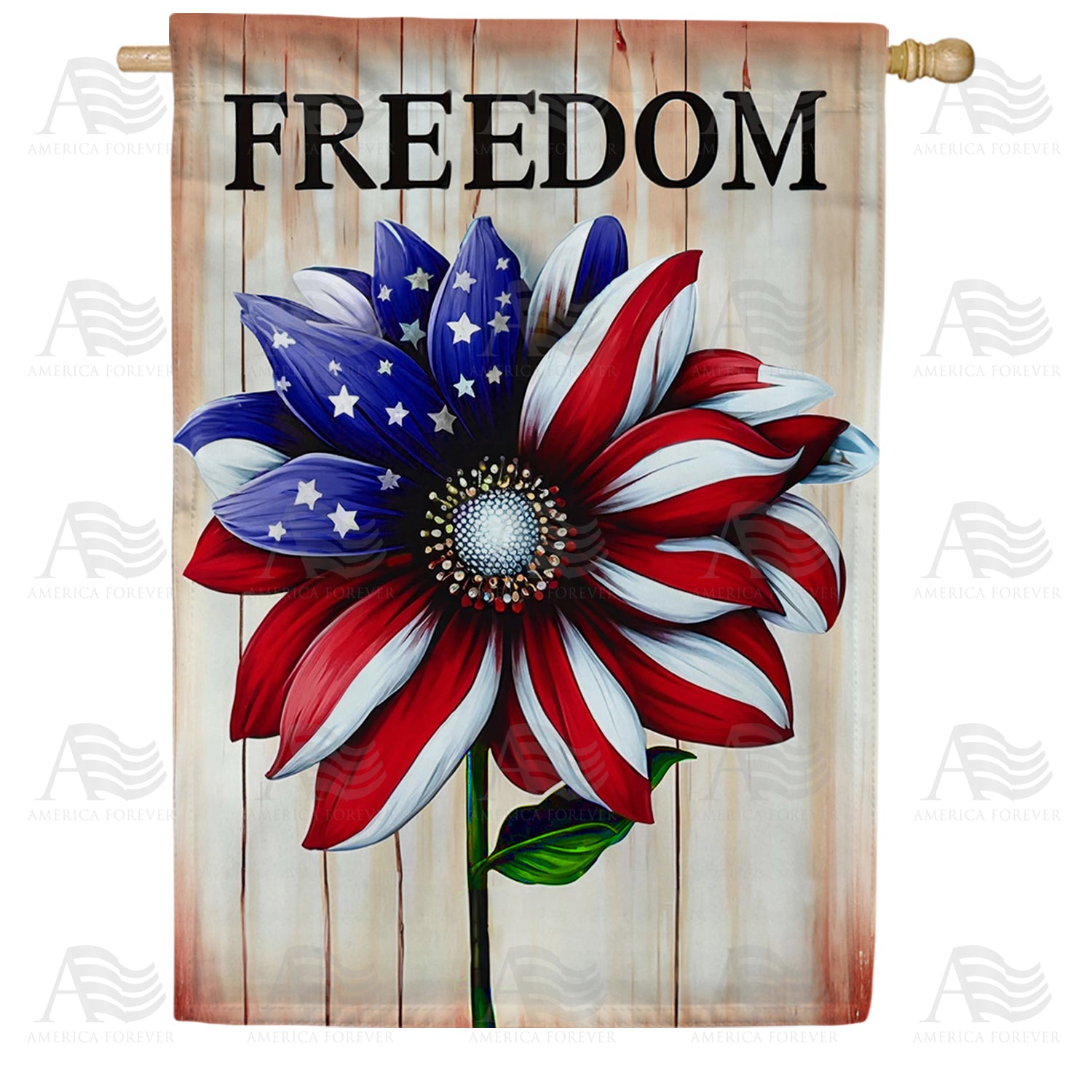 Freedom Patriotic Flower Double Sided House Flag