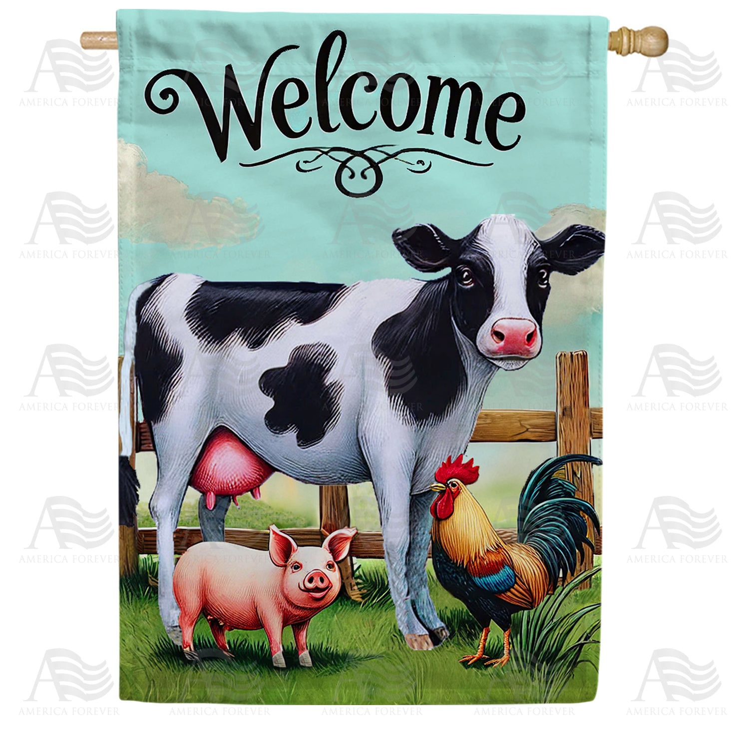 Farm Animal Welcome Double Sided House Flag