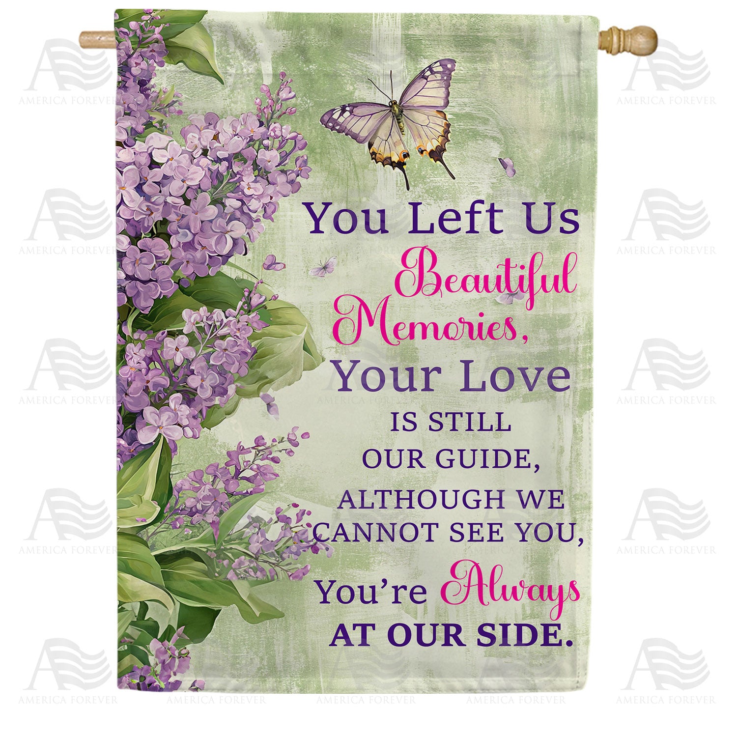 Lilac Memorial Butterfly Double Sided House Flag