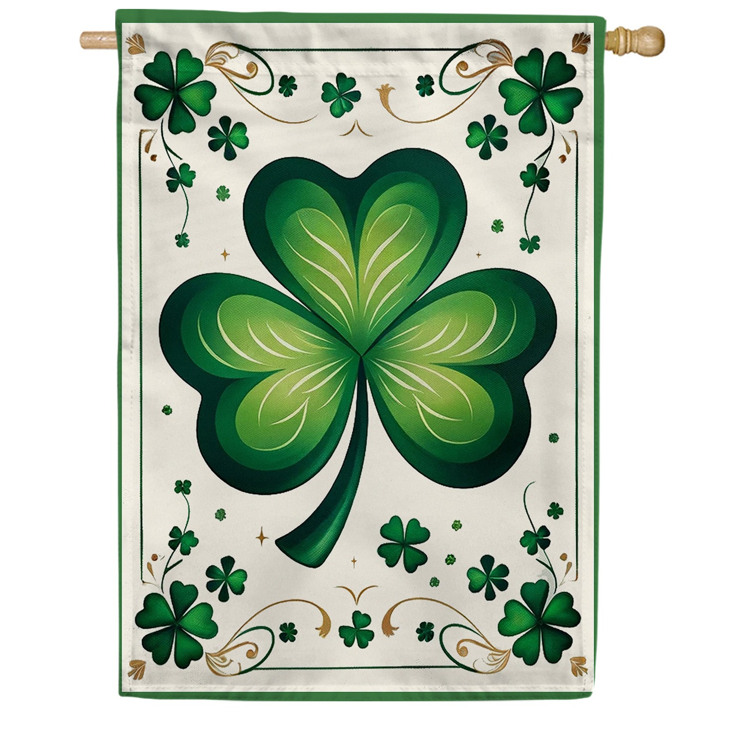 Emerald Elegance Shamrock Double Sided House Flag