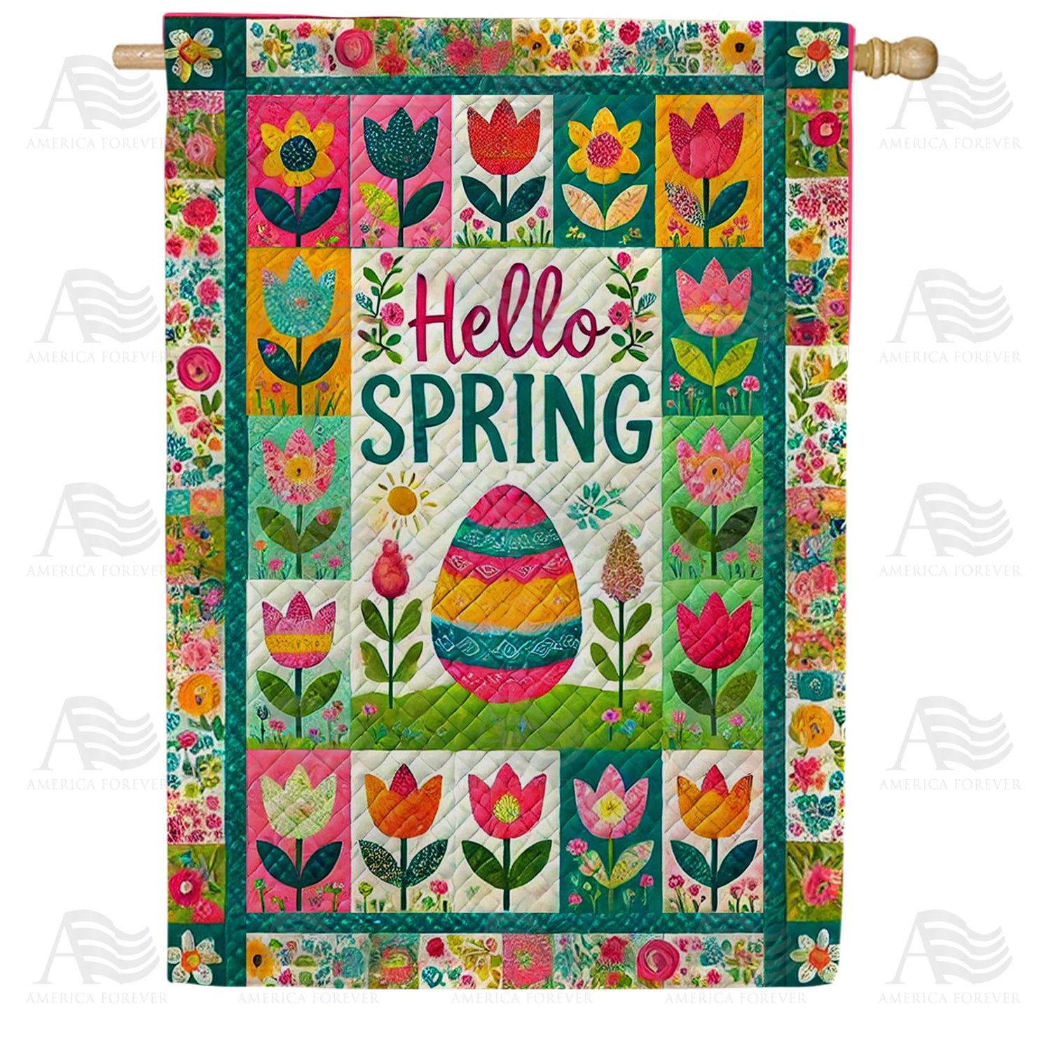 Hello Spring Easter Double Sided House Flag