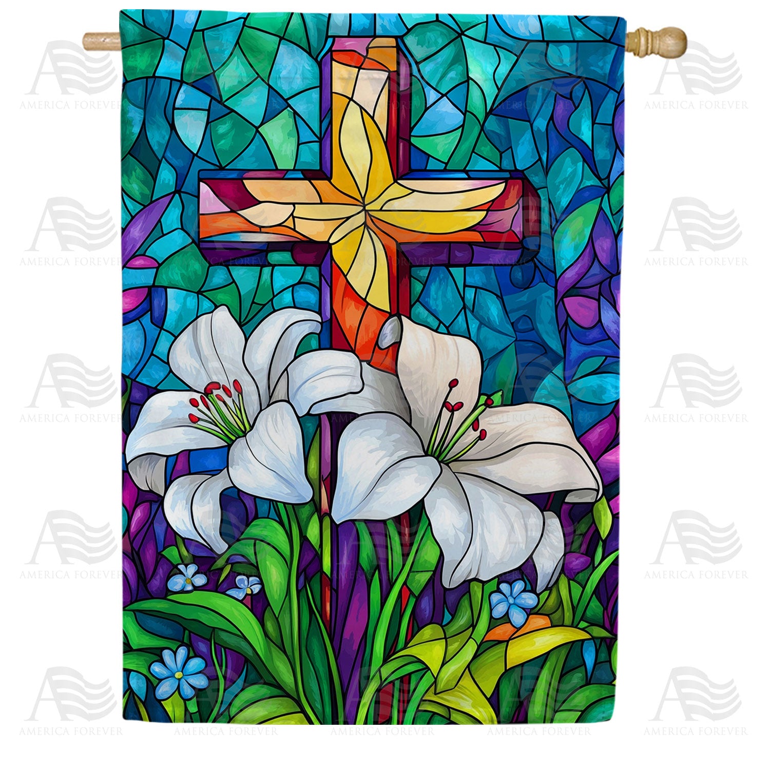 Easter Cross Lilies Double Sided House Flag