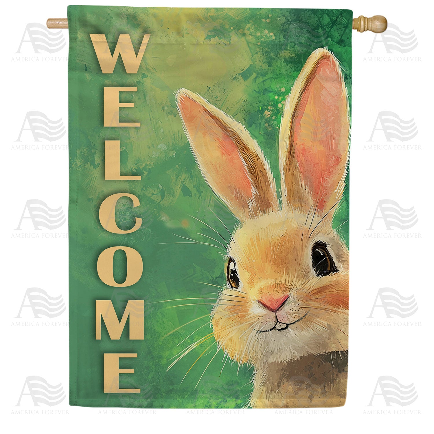 Welcome Bunny Portrait Double Sided House Flag