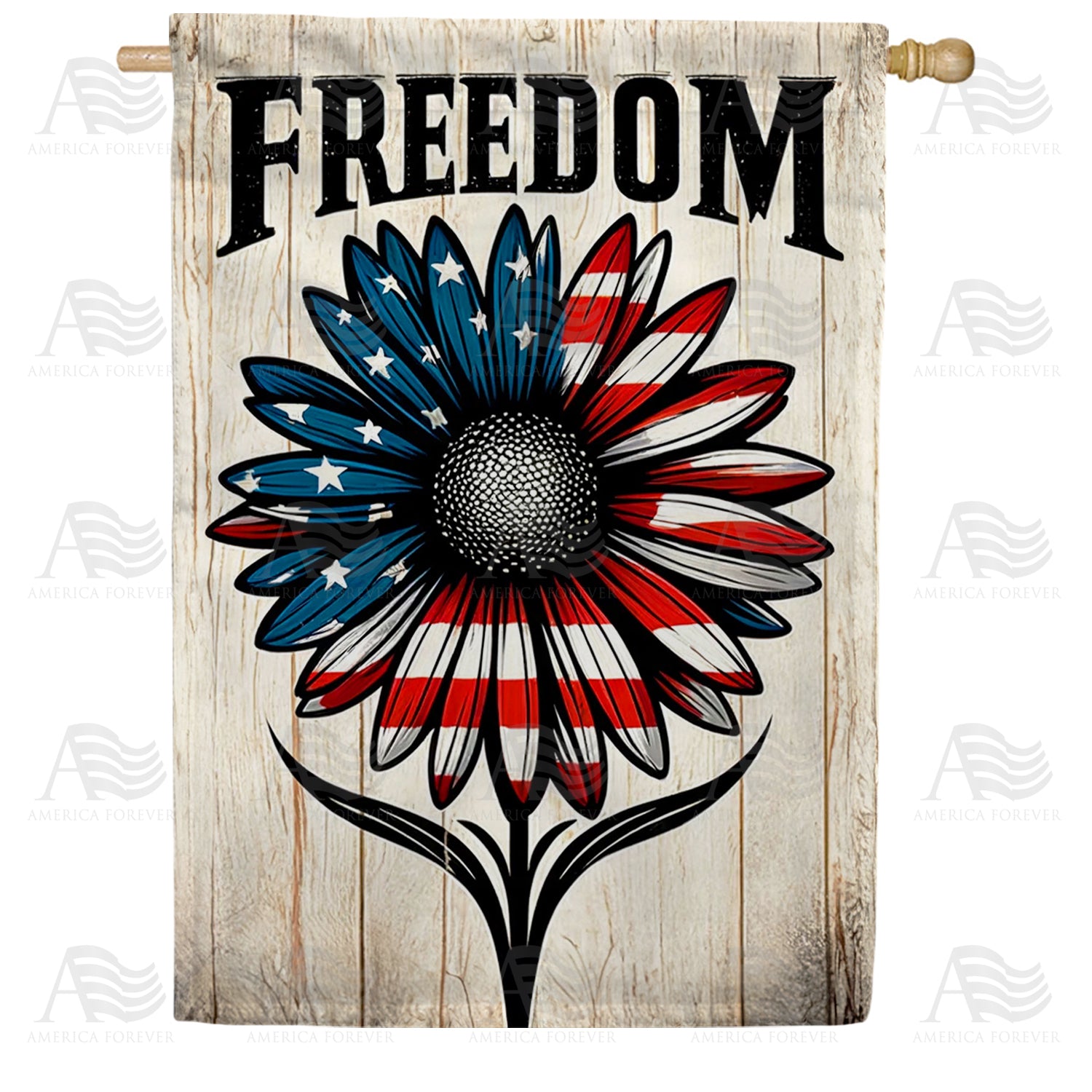 Patriotic Daisy Freedom Double Sided House Flag