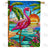 Tropical Flamingo Stained Glass Double Sided House Flag