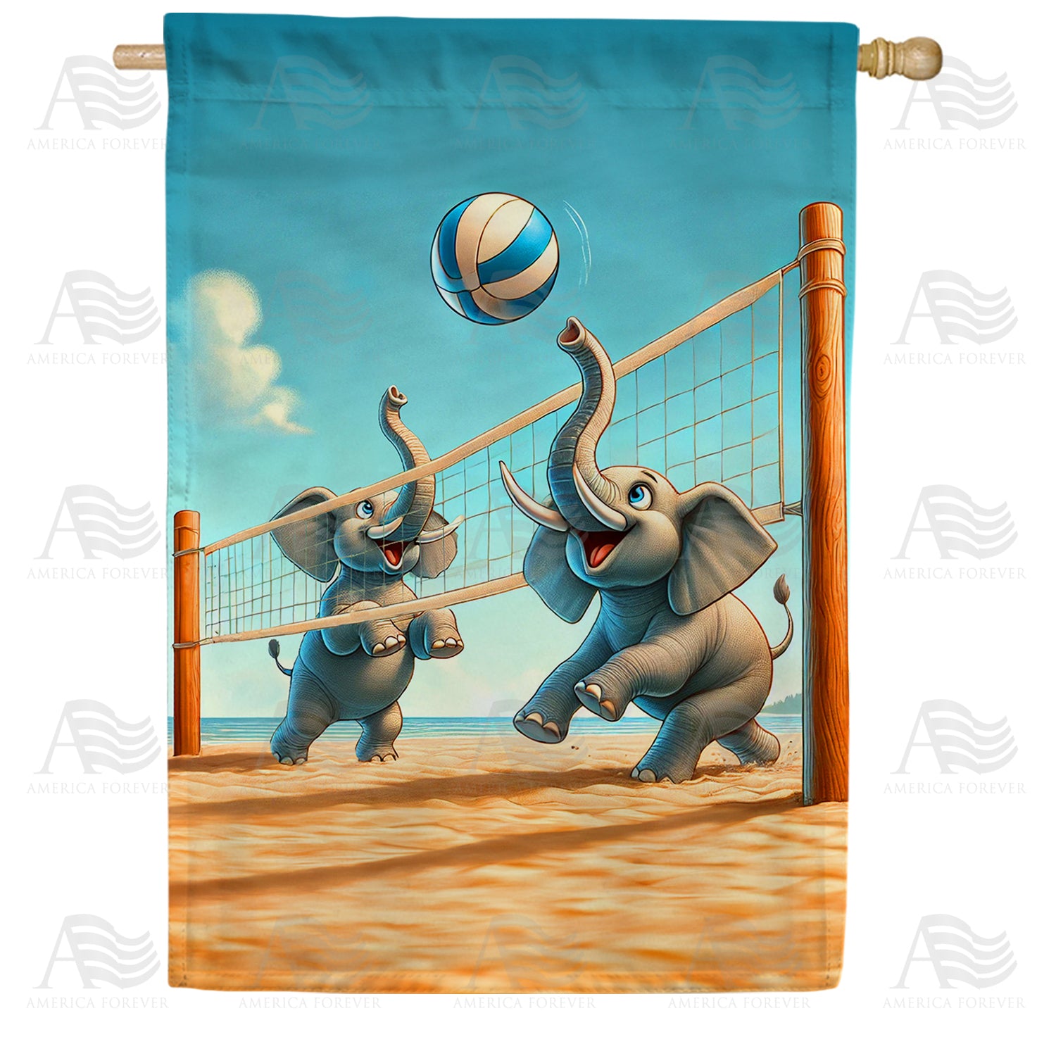 Elephant Volleyball Double Sided House Flag