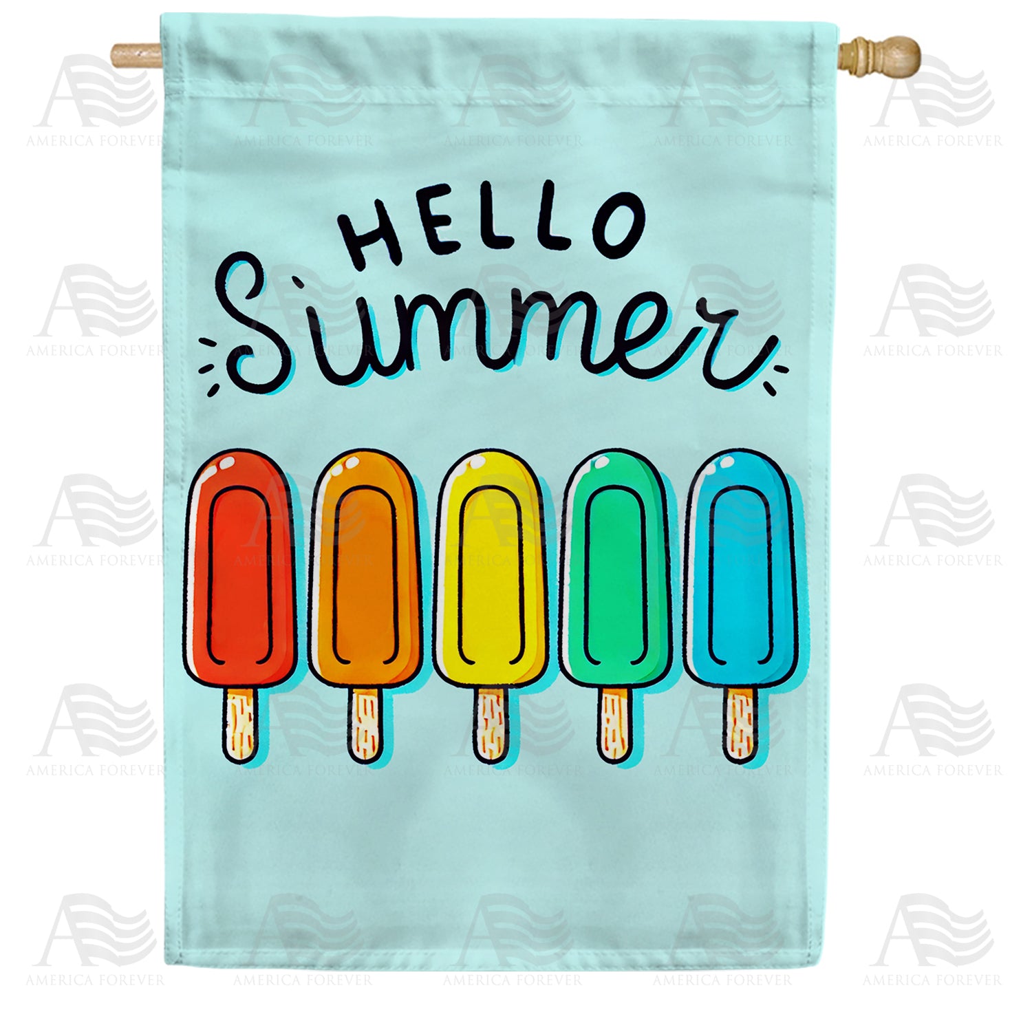 Hello Summer Popsicle Double Sided House Flag