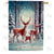 Deer Family Winter Forest Scene Double Sided House Flag