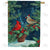 Winter Cardinals Holly Berries Night Scene Double Sided House Flag