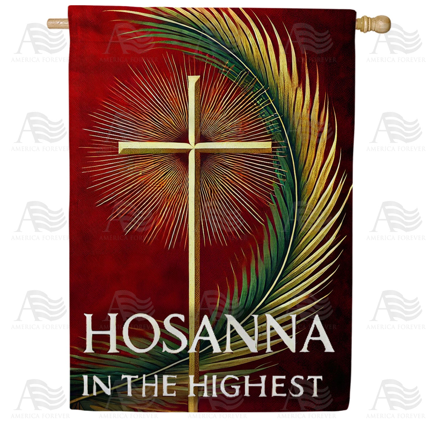 Hosanna Cross Palm Sunday Double Sided House Flag