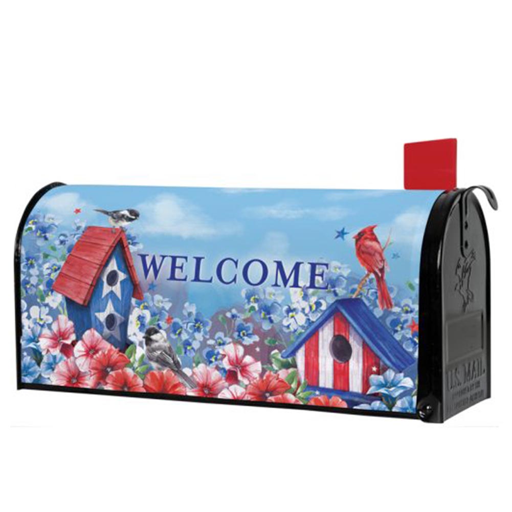 Patriotic Birdhouses Mailbox Cover