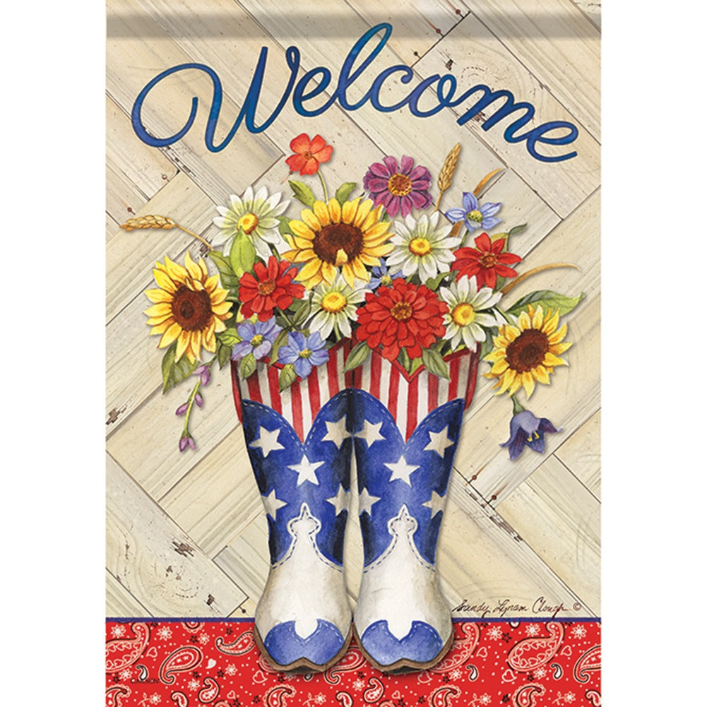 Country Boots Double Sided House Flag