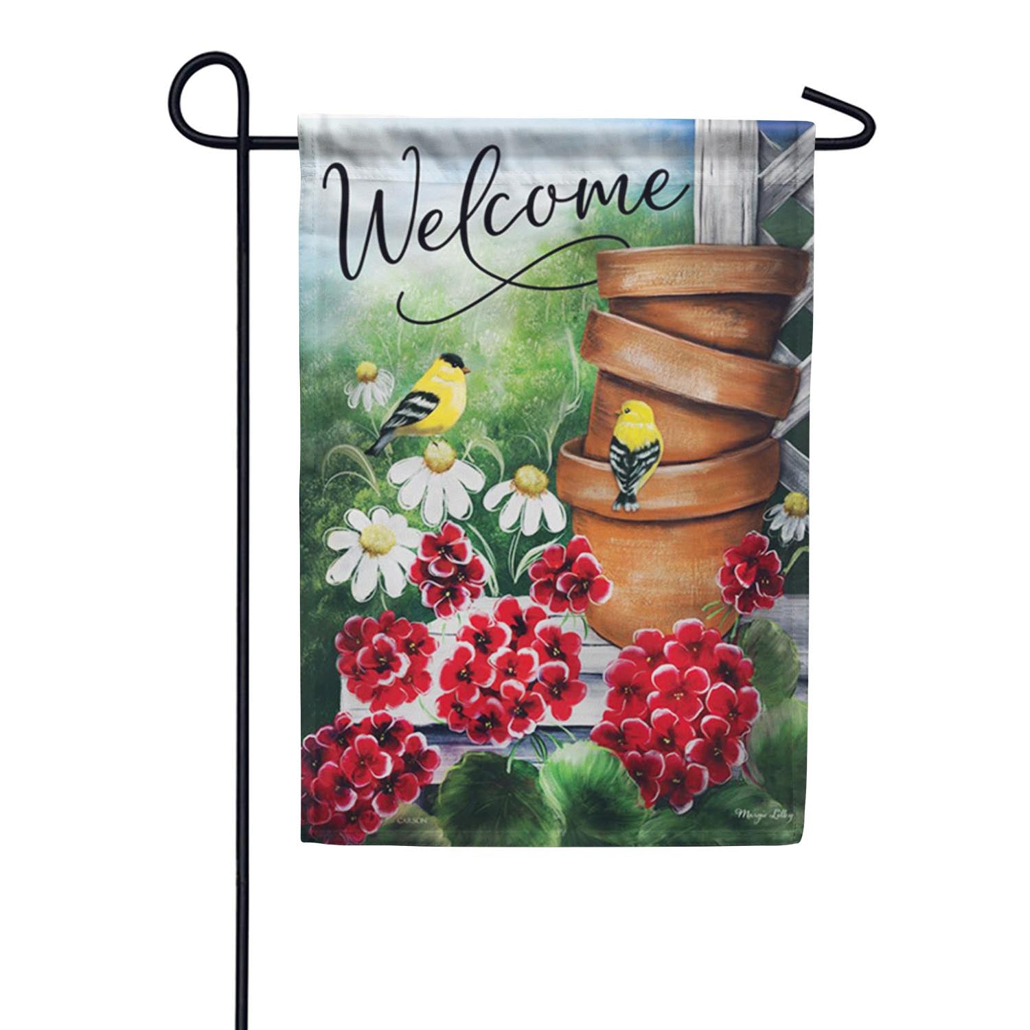 Summer Geranium Pots - Double Sided Garden Flag