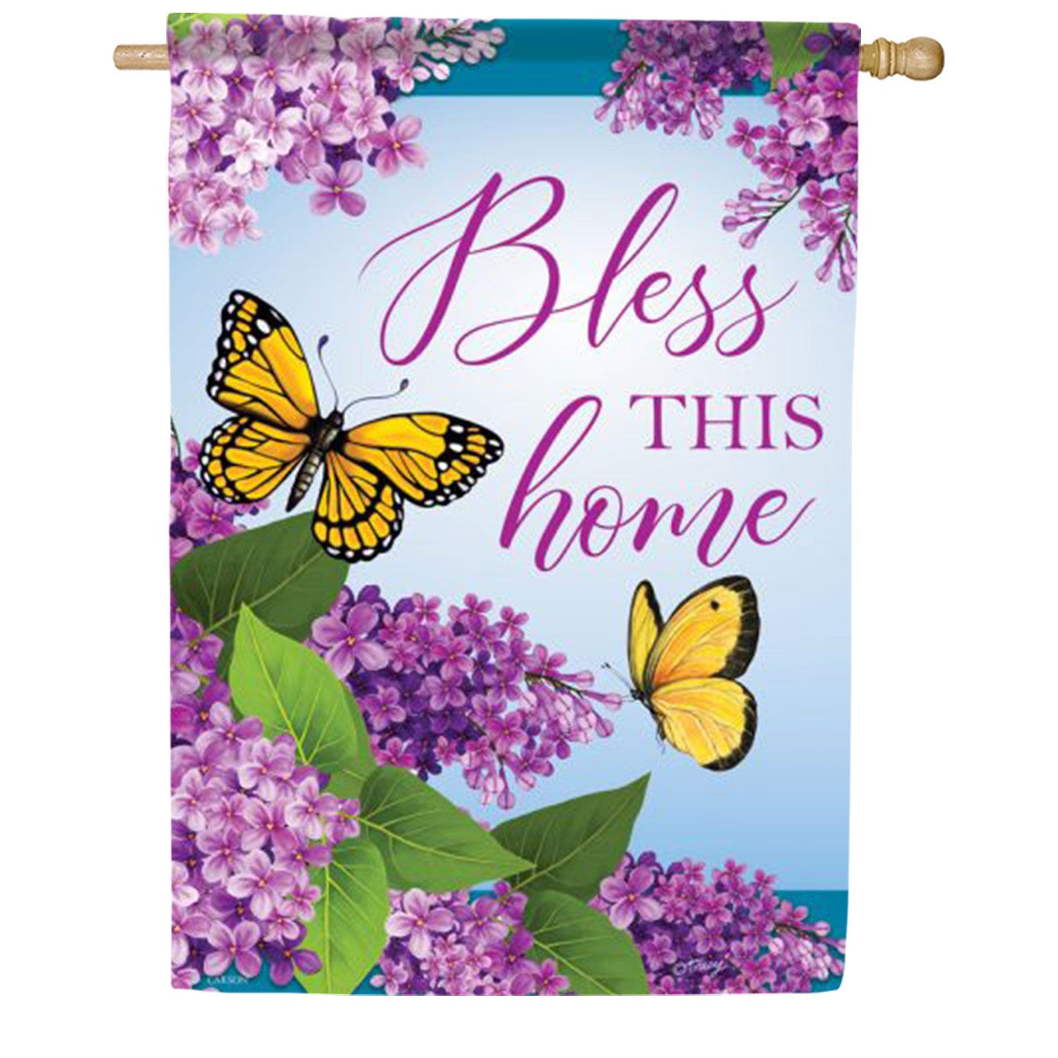 Bless This Home Butterflies House Flag