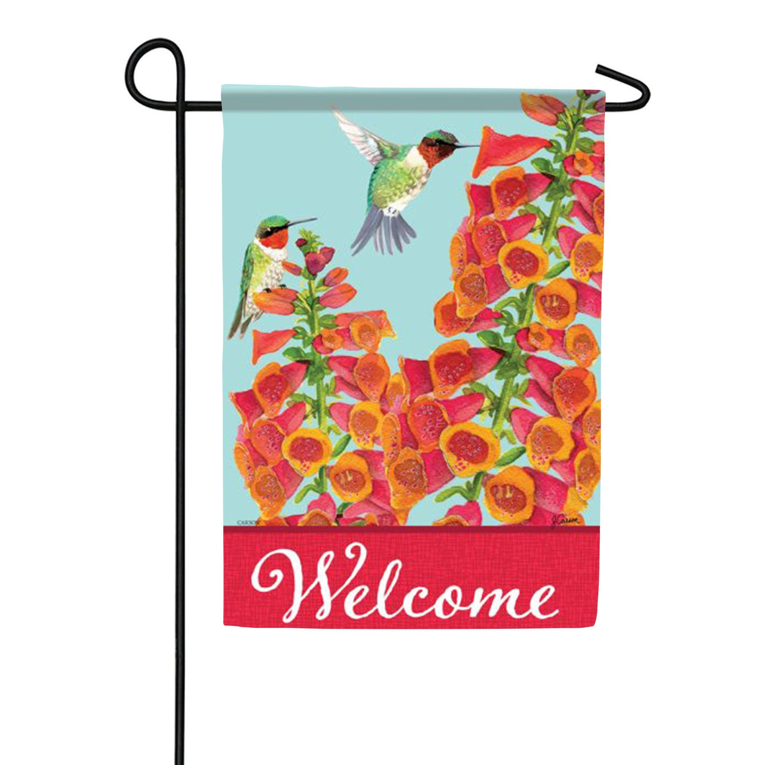 Hummingbirds in Foxglove - Double Sided Garden Flag