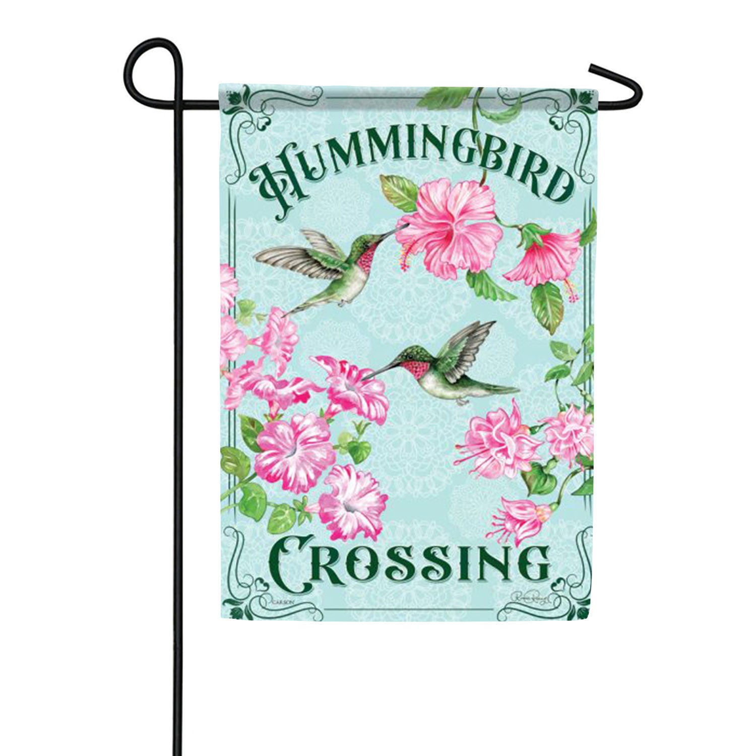 Hummingbird Crossing Glittertrends Garden Flag